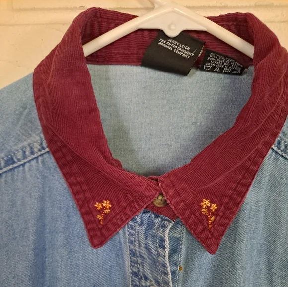 Vintage Disney Mickey Mouse long sleeve button down denim shirt corduroy… - Picture 2 of 8